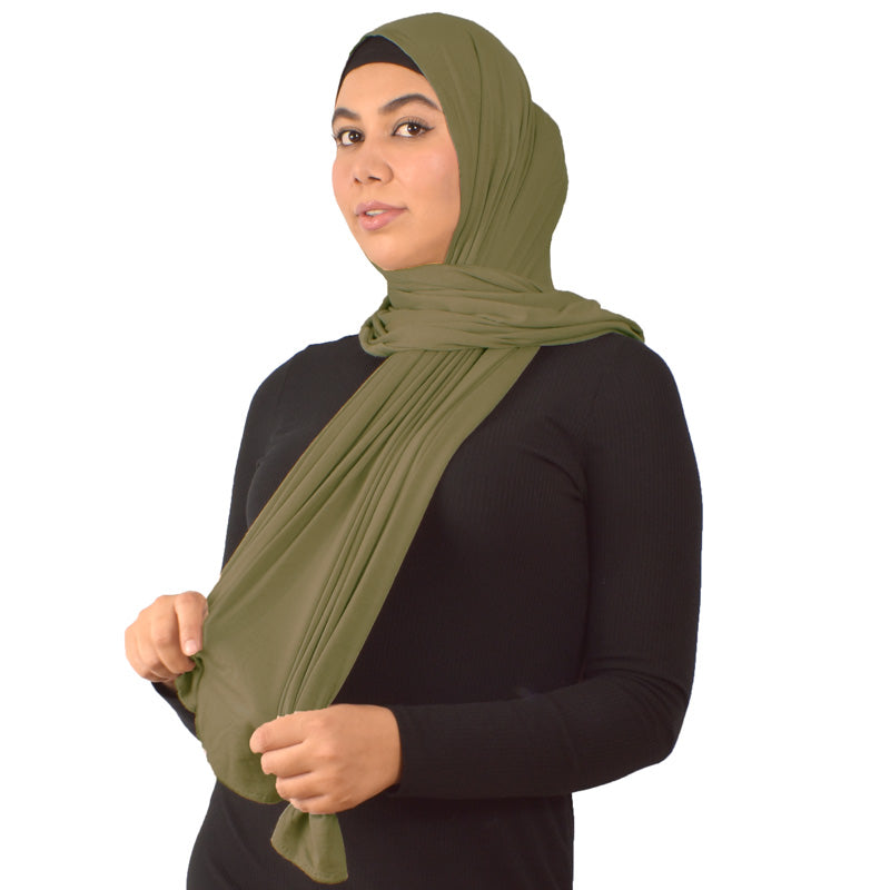 Premium Jersey Hijab in olive green color